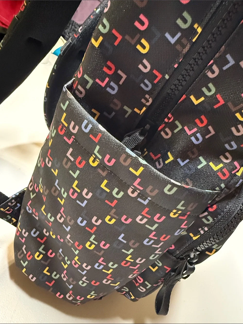 NWT Lululemon Everywhere Backpack Tech Canvas LULU WordMark Black Multi 22L